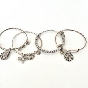 Alex and Ani 4 silver Charmed Bracelets